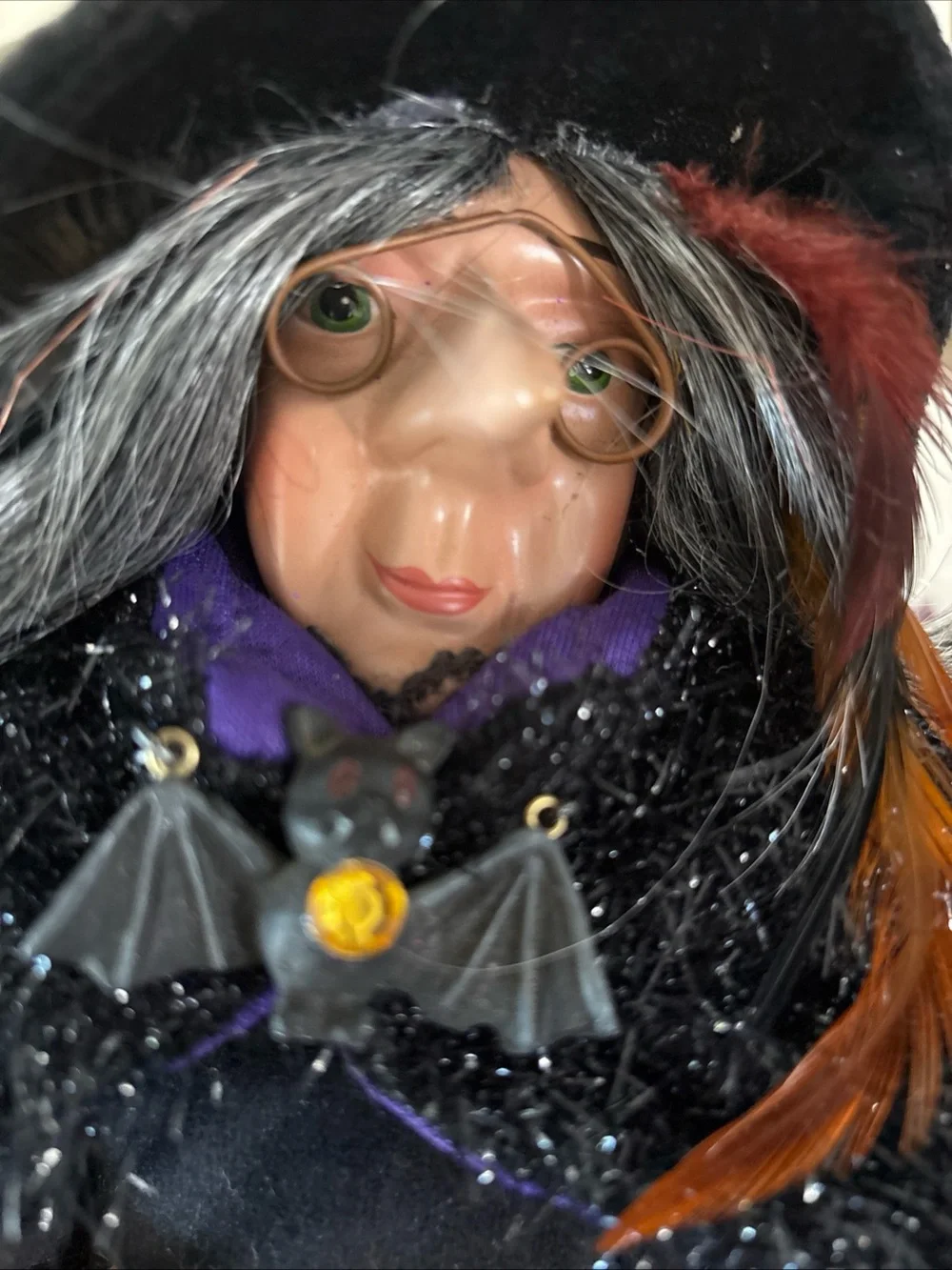 Adorable Witch Shelf Sitter book of spells broomstick Poseable.